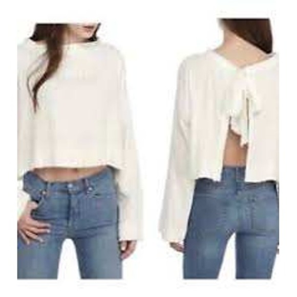 Free People Tops - Free People Walking in Hueco Textured Swing Crop Top Ivory Sz L Boho‎ Cottage